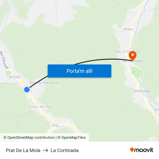 Prat De La Mola to La Cortinada map