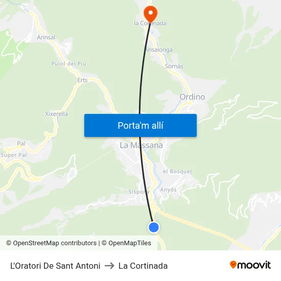 L'Oratori De Sant Antoni to La Cortinada map