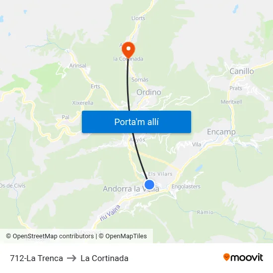 712-La Trenca to La Cortinada map