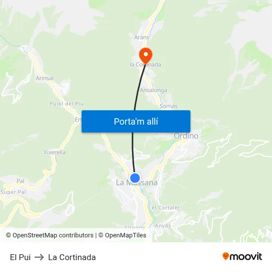 El Pui to La Cortinada map