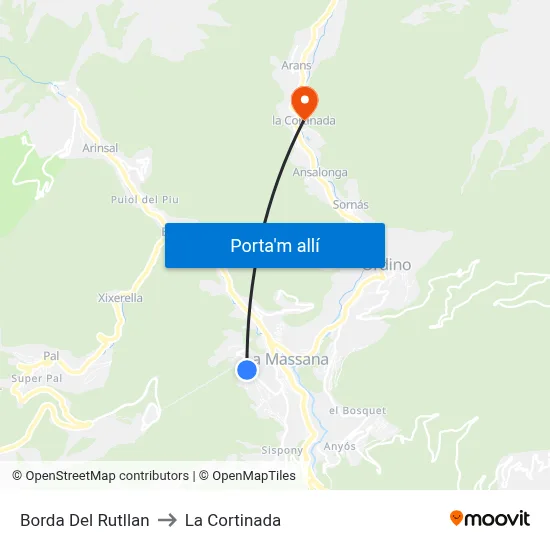 Borda Del Rutllan to La Cortinada map