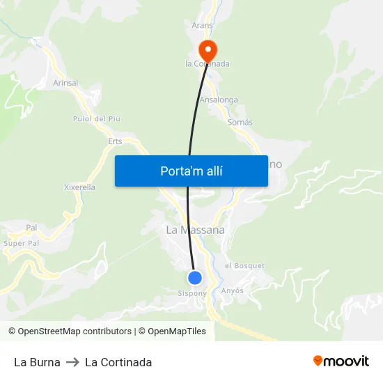 La Burna to La Cortinada map