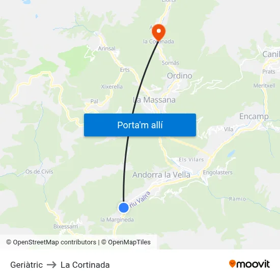 Geriàtric to La Cortinada map