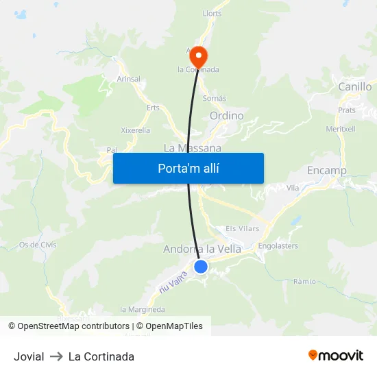 Jovial to La Cortinada map