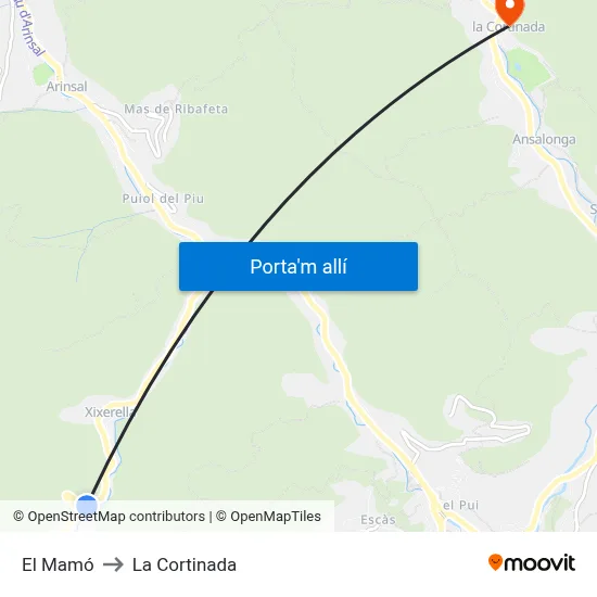 El Mamó to La Cortinada map