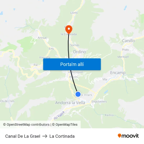 Canal De La Grael to La Cortinada map