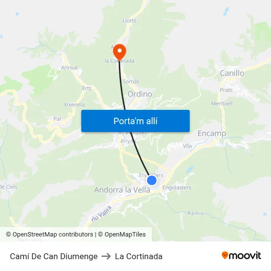 Camí De Can Diumenge to La Cortinada map