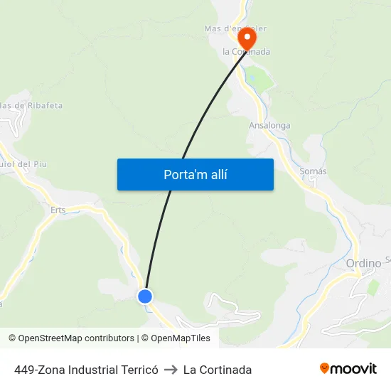 449-Zona Industrial Terricó to La Cortinada map