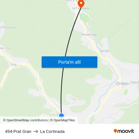 494-Prat Gran to La Cortinada map