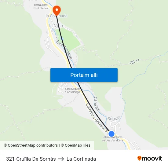 321-Cruïlla De Sornàs to La Cortinada map