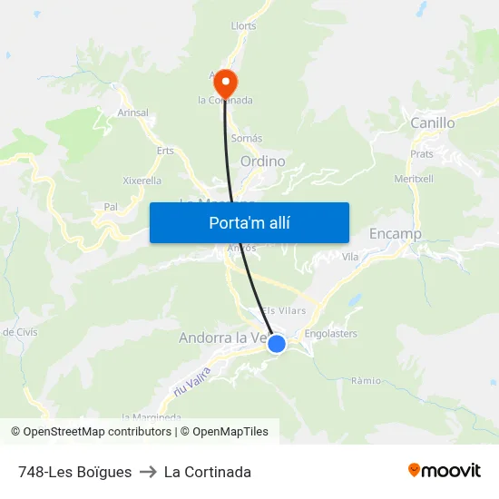 748-Les Boïgues to La Cortinada map