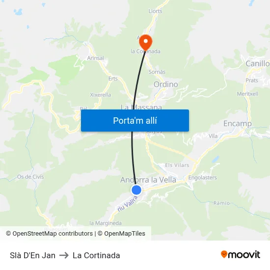 Slà D'En Jan to La Cortinada map