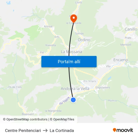 Centre Penitenciari to La Cortinada map