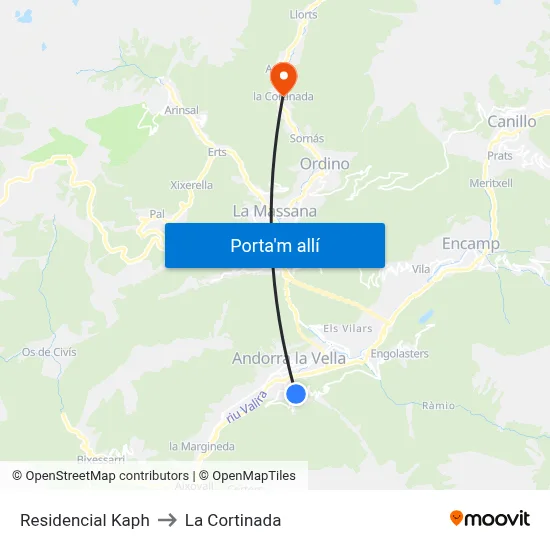 Residencial Kaph to La Cortinada map