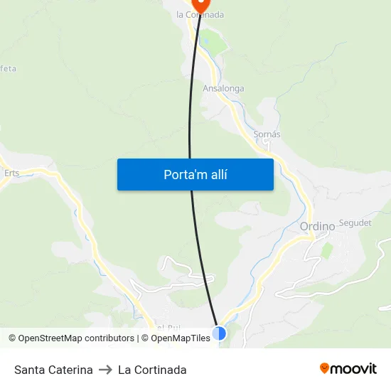 Santa Caterina to La Cortinada map