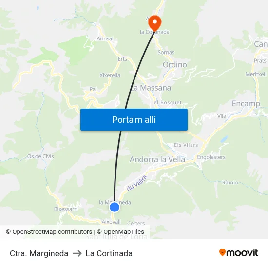 Ctra. Margineda to La Cortinada map