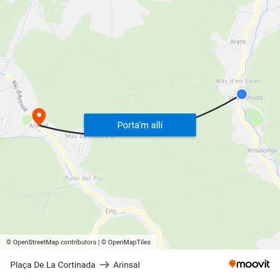 Plaça De La Cortinada to Arinsal map
