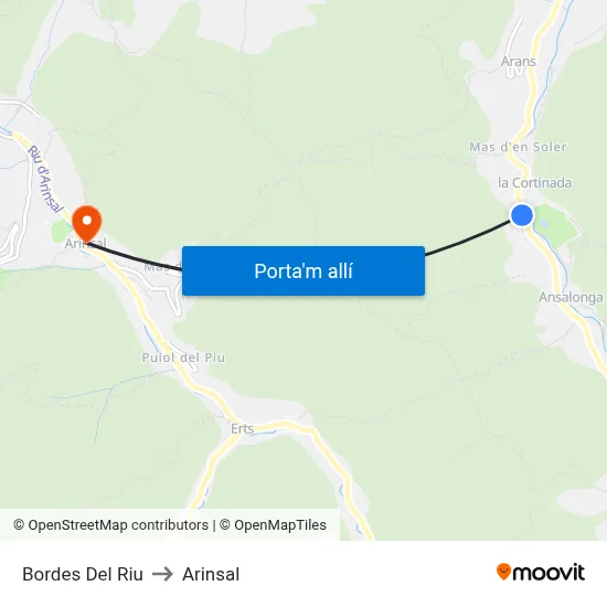 Bordes Del Riu to Arinsal map