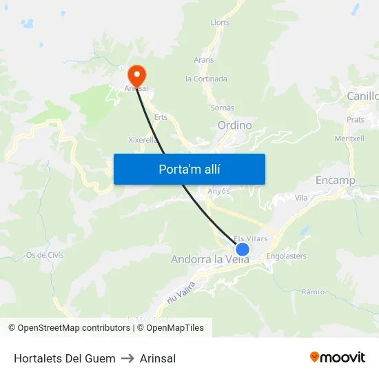 731-Hortalets Del Guem / Cementiri Del Pessebre to Arinsal map