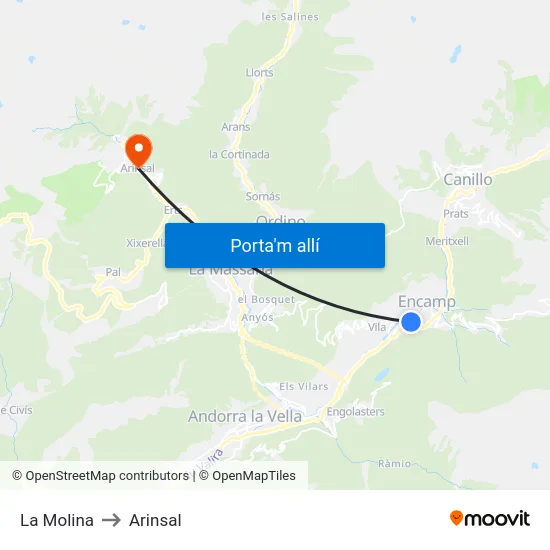 206-La Molina to Arinsal map