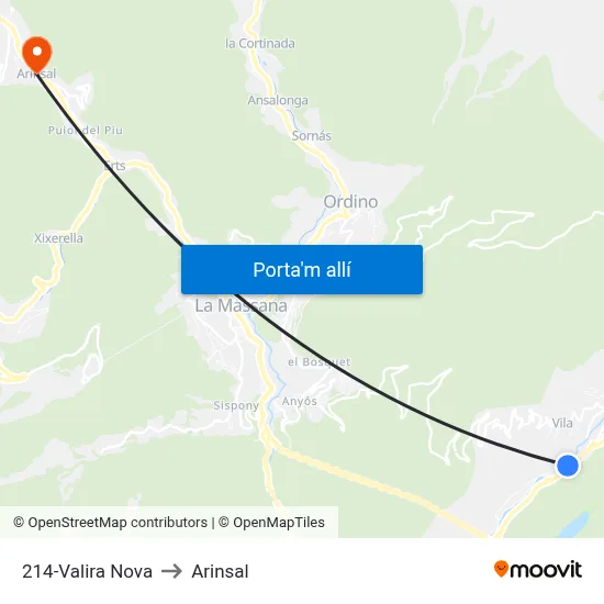 214-Valira Nova to Arinsal map