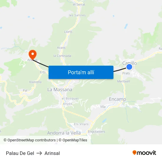 112-Palau De Gel to Arinsal map