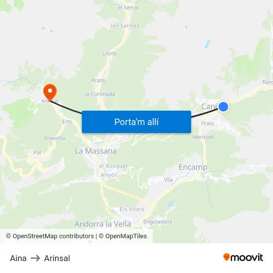 117-Aina to Arinsal map