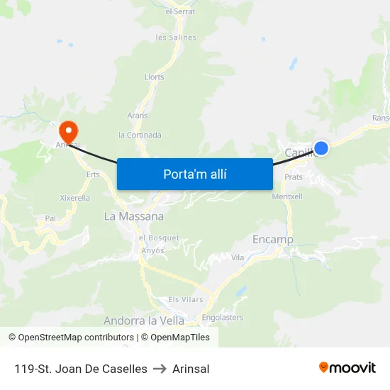 119-St. Joan De Caselles to Arinsal map