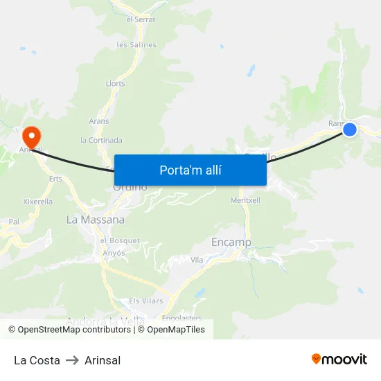 143-La Costa to Arinsal map