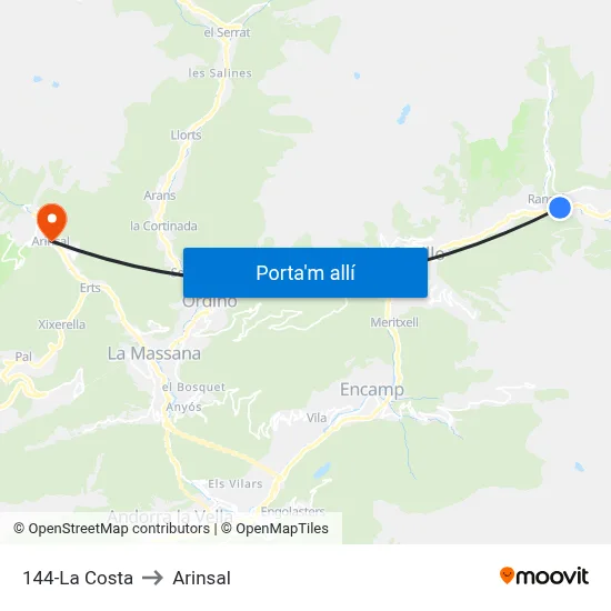 144-La Costa to Arinsal map
