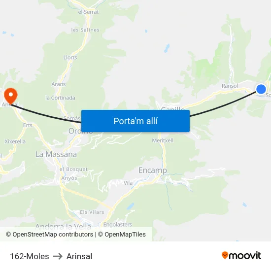 162-Moles to Arinsal map