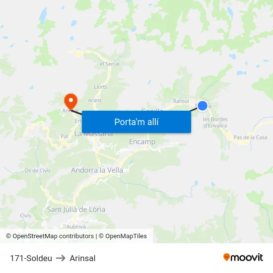 171-Soldeu to Arinsal map