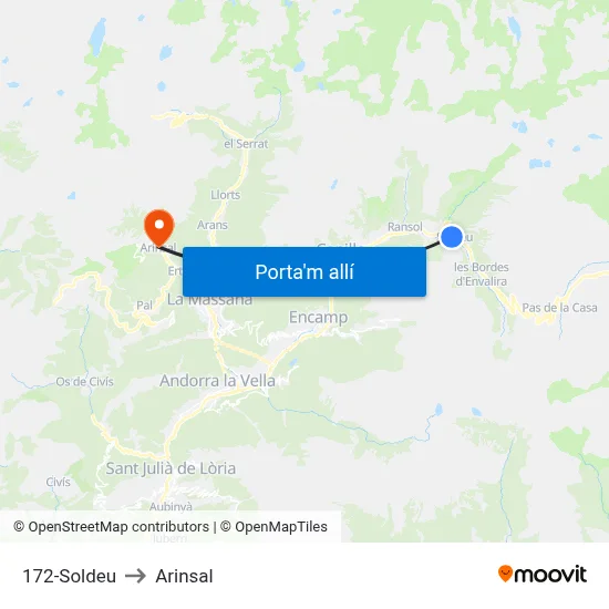 172-Soldeu to Arinsal map