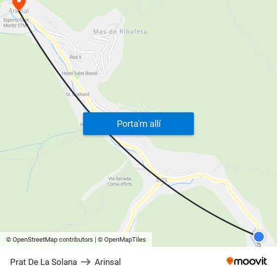 Prat De La Solana to Arinsal map