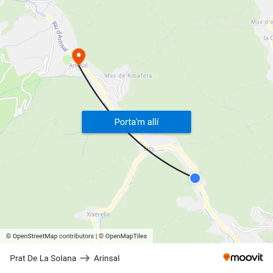 Prat De La Solana to Arinsal map