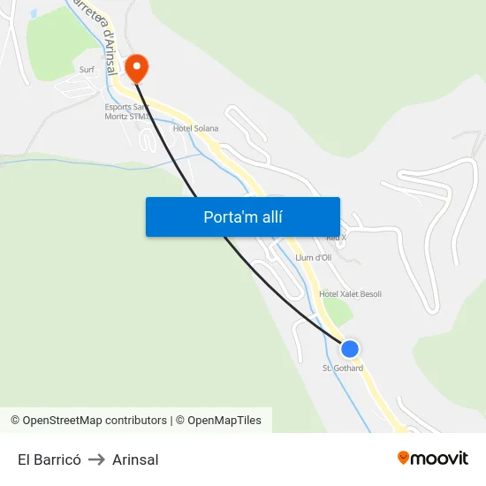 El Barricó to Arinsal map