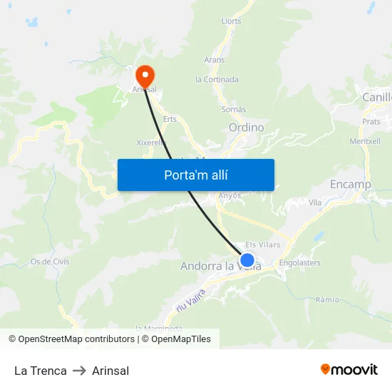 712-La Trenca to Arinsal map