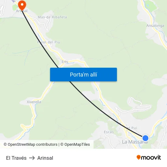 El Través to Arinsal map