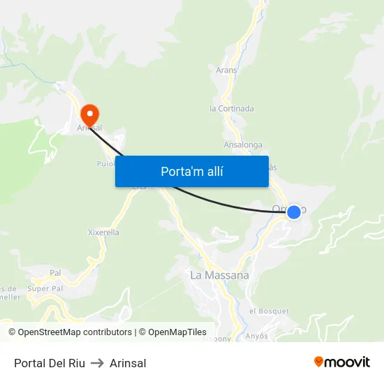302-Portal Del Riu to Arinsal map