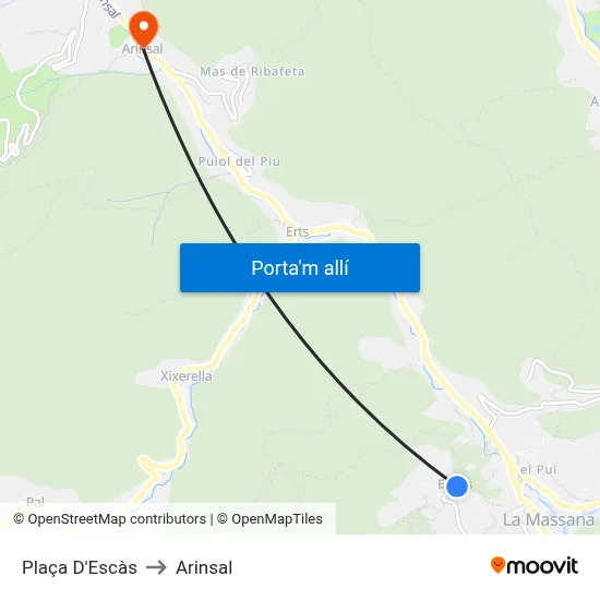 Plaça D'Escàs to Arinsal map