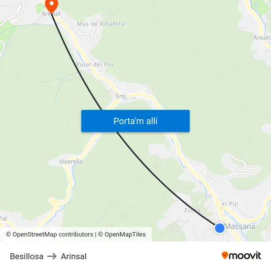 Besillosa to Arinsal map