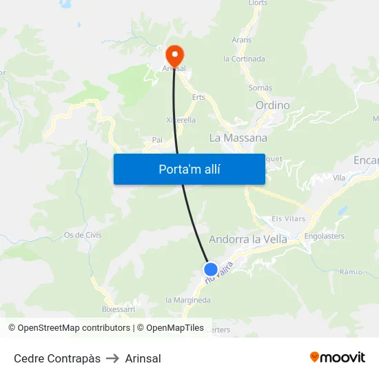 Cedre Contrapàs to Arinsal map