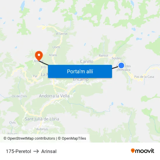 175-Peretol to Arinsal map