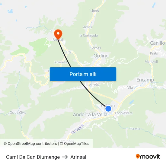 Camí De Can Diumenge to Arinsal map