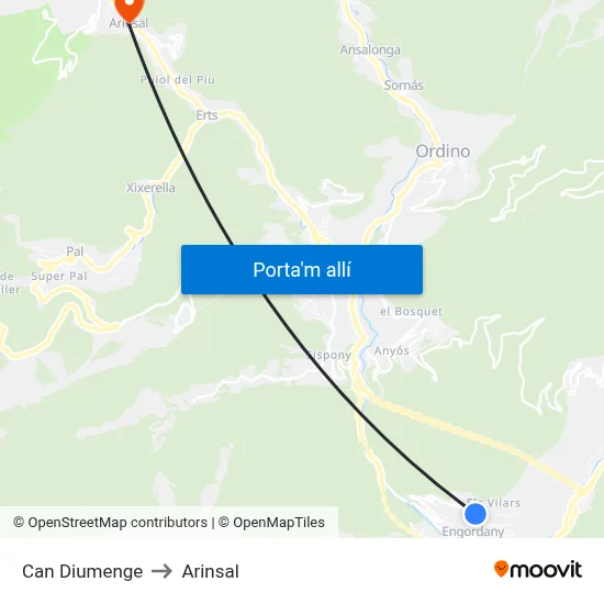 Can Diumenge to Arinsal map