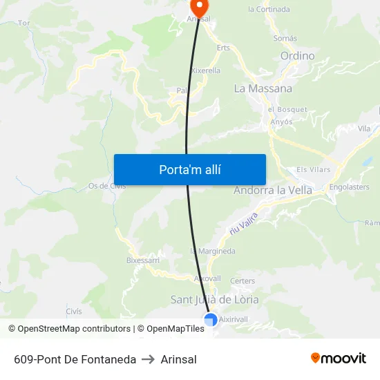 609-Pont De Fontaneda to Arinsal map
