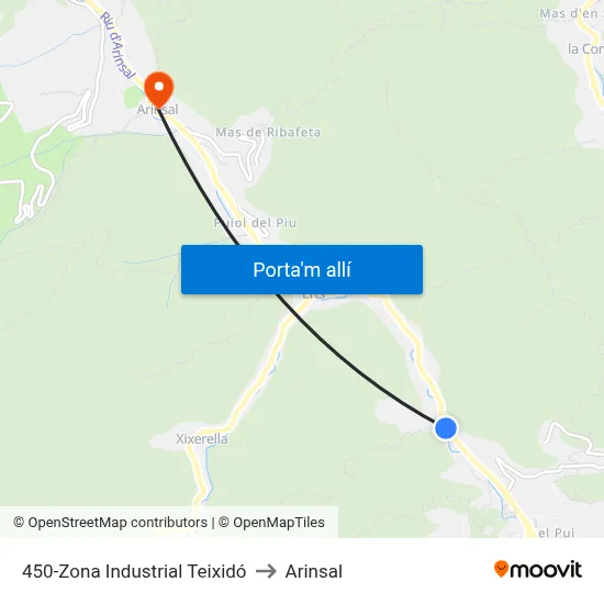 450-Zona Industrial Teixidó to Arinsal map