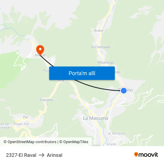 2327-El Raval to Arinsal map