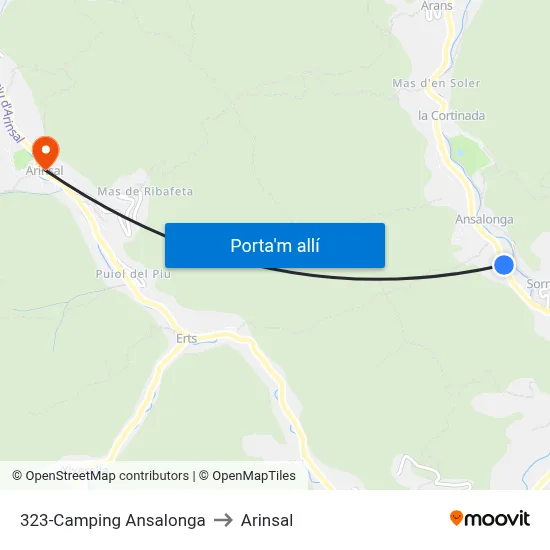 323-Camping Ansalonga to Arinsal map