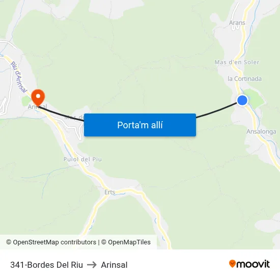 341-Bordes Del Riu to Arinsal map